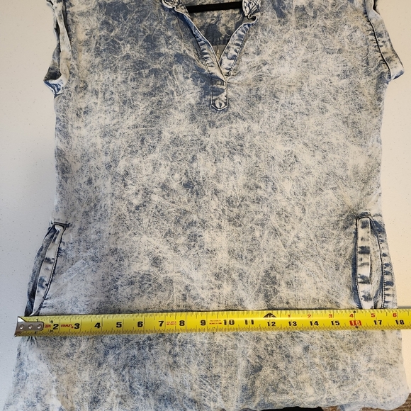 Thread & Supply Acid Wash Chambray Shirt Mini Dress Pockets Coastal Denim Xs - Picture 6 of 10